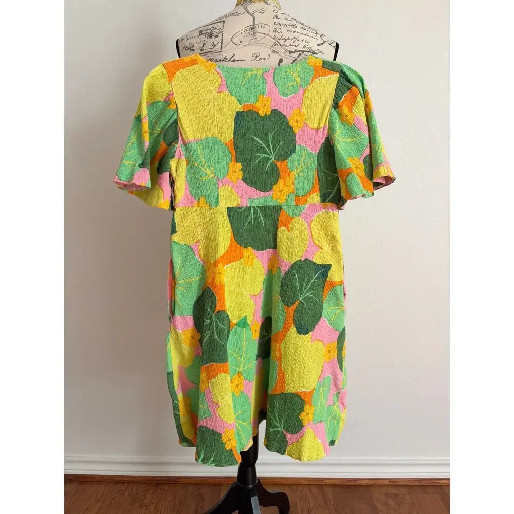 B39 Kate Spade Cucumber Floral Dress 8 Taylor‎ Swift Folklore Cottagecore Y2K